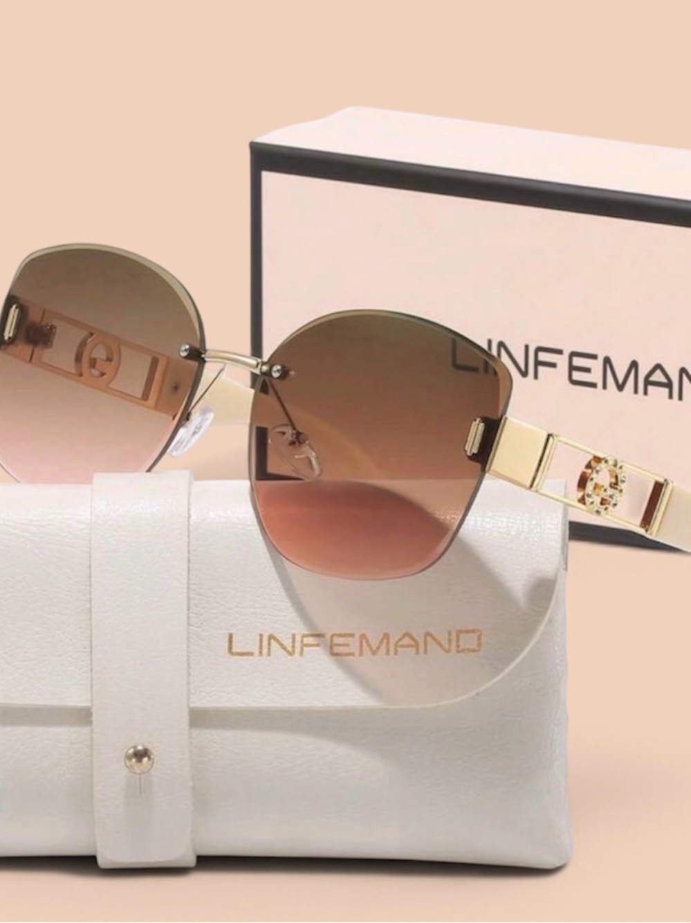Women's Brown Gradient Rimless Sunglasses